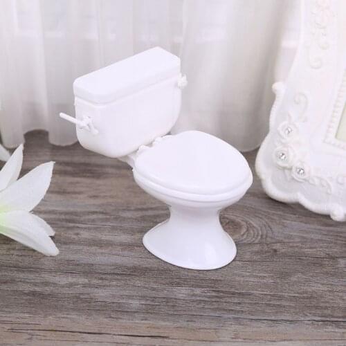 Dollhouse Miniature Furniture Vintage Bathroom Modeling White Toilet Baby Pretend Toys