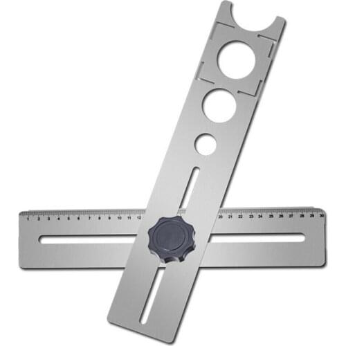 Multi-Functional Stainless Steel Ceramic Tile Hole Locator Ruler Adjustable Punching Hand Tool for House Decorated Work