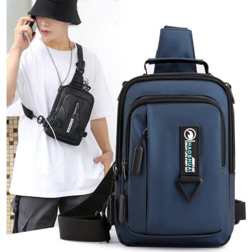 Multifunction Crossbody Bag Men USB Charging Chest Pack Travel Chest Pack Unisex Waterproof Large Capacity Backpack Male Pocket