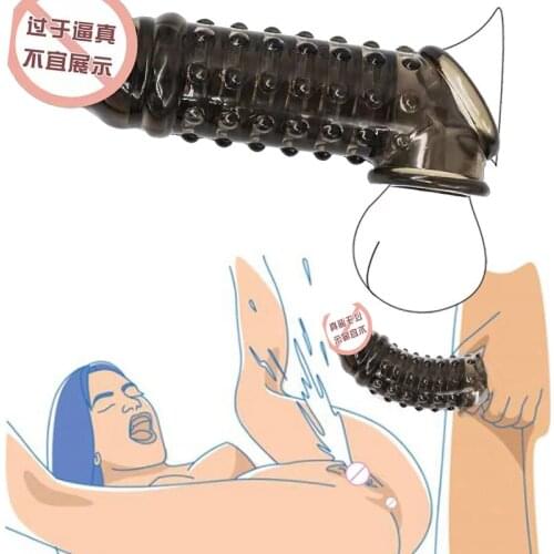 Reusable silicone condom delay ejaculation male bondage toy penis extension condom male dildo toy sex shop