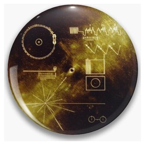 The Voyager Golden Record Soft Button Pin Brooch Badge Creative Collar Clothes Cartoon Lover Jewelry Cute Lapel Pin Metal Decor