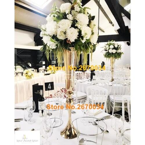 New style classic tall wedding vase fashion sisle gold walkway flower stand senyu0766