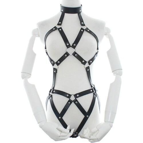 Bondage Gear Womens Crop Top Stockings Bondage Goth Harness Leg Bondage Prom Dress Erotic Accessories Adjustable Leather Belt