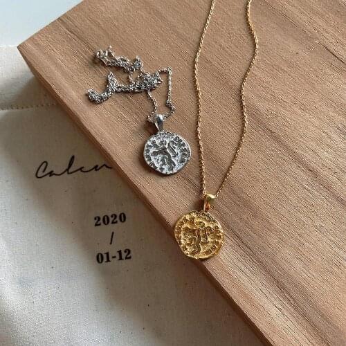 MLKENLY Ancient Rome handmade lion necklace frosty minimalist chic neck chain for women 925 sterling silver jewelry holiday gift