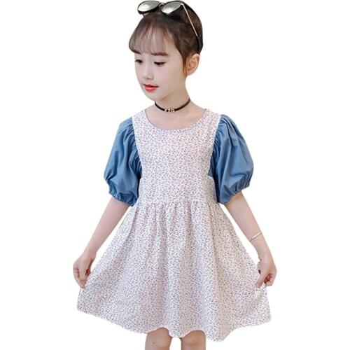 Teenage Girl Dresses Patchwork Dress Girls Dot Pattern Kids Dresses Summer Girls Clothes 6 8 10 12 14