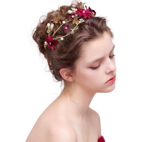 Bridal Wearing Rhinestone Simulation Flowers Beads Headband Hair Jewelry New Arrival Fancy Bulk New Vintage Tiaras Hairband SL