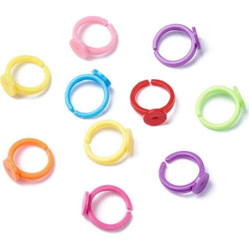 100pcs Adjustable Colorful Acrylic Ring Components for Kids Jewelry Making DIY Children Components