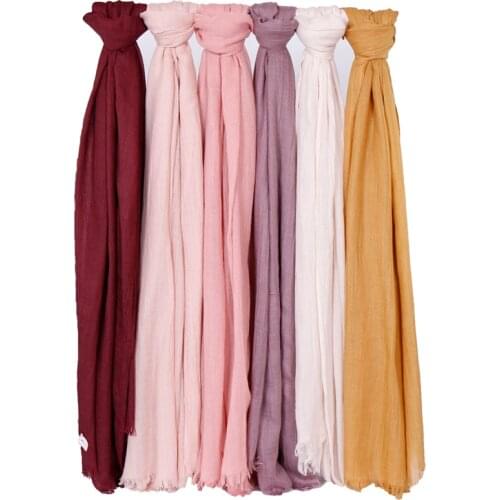 Solid linen scarf soft cotton muslim hijab large size scarves wraps women fashion long pashmina plain headscarf headband 20pcs