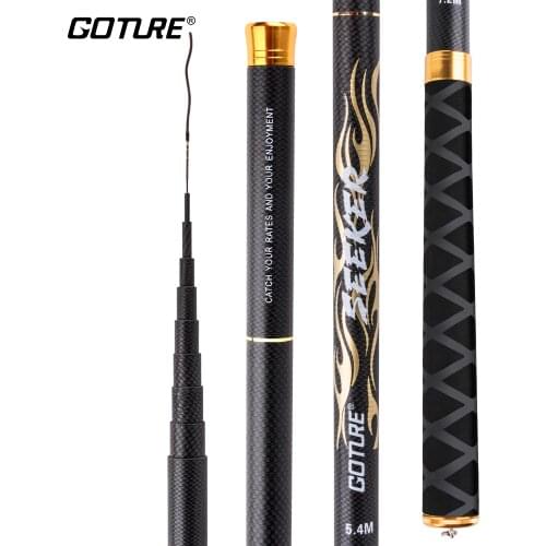Goture 3.6-7.2m Carbon Fiber Telescopic Fishing Rods Ultra Light Stream Hand Pole with Spare Front 3 Section Carp vara de pesca