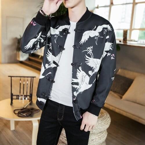 Chinese Style Animal Print Streetwear Bomber Men Customs Printing Jacket Male Loose Coat