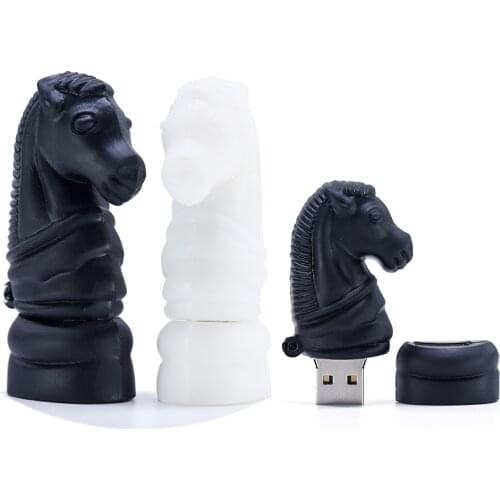 Cartoons usb stick 128GB chess pendrive 4GB 16GB 8GB 32GB 64GB dark white horse pen drive knight usb flash drive
