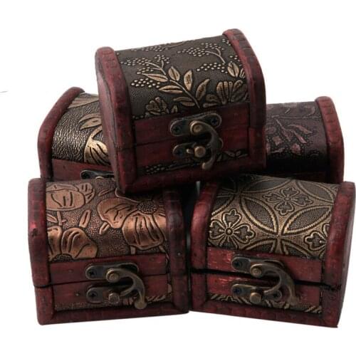 Vintage Jewelry Pearl Necklace Bracelet Storage Holder Lock Wooden Case Gift Box Wholesale