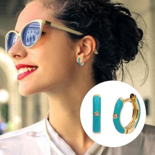 Ladies Hoop Earrings Silver Needle Copper Plated Real Gold 24k Women 9mm 14K Gold Plated Earrings