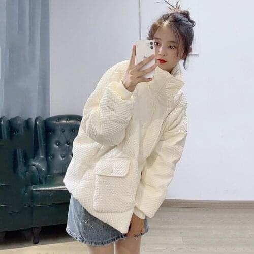 Winter Short Parkas Mujer Women Loose Stand Collar Zipper Casual Jacket And Coats Female Puffer Bubble Coat Warm Outerwear