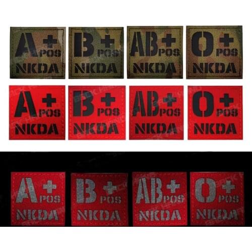 1 Pc 3D Reflective Tactical Blood Type Patch Army Military Group Clothing Embroidery Badge Backpack Striped Applique Armband