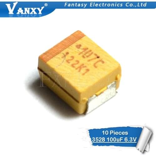 10pcs B 3528 100uF 6.3V 107 SMD tantalum capacitor