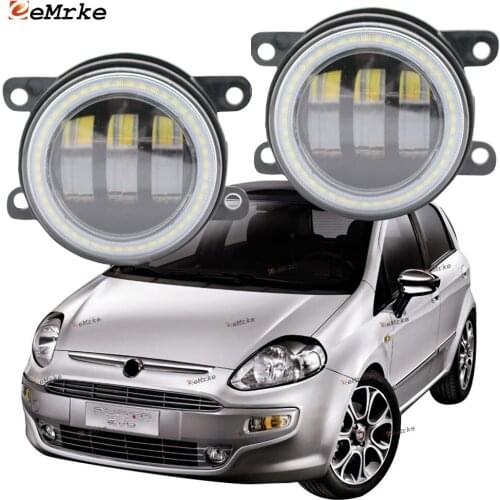 2X Led Angel Eye DRL for Fiat Punto EVO 2010 2011 2012 Punto 2012-2016 2015 2014 LED Fog Lights Lamp Lens Daytime Running Light