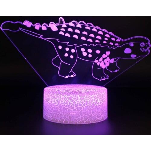 3D Acrylic Night Lights Cartoon Animal Dinosaur Multicolor LED Touch USB Battery Table Lamp for Kids Xmas Gift Bedroom Decor