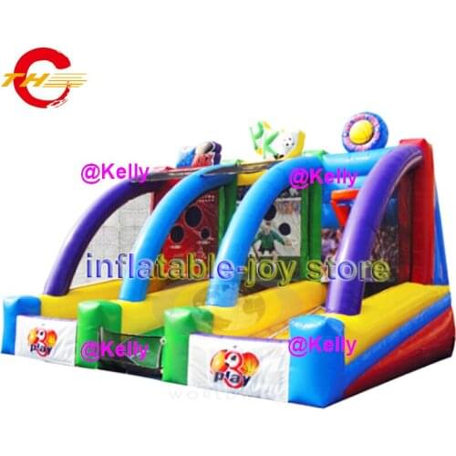 Free door shipping inflatable sport game, durable inflatable basketball rugby ball football game, party rental inflatable games