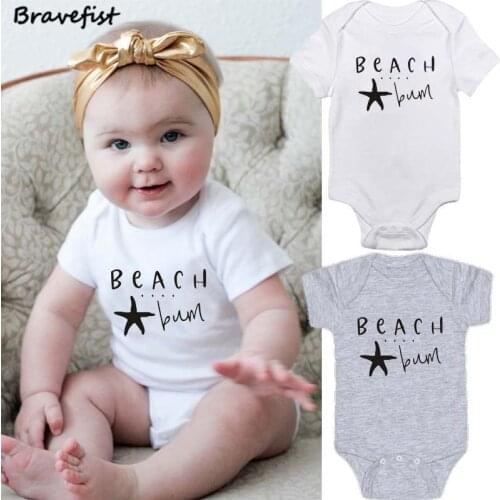 0-24M Baby Girl Boy BodySuits Cute Designed Baby Suit Baby Sleepsuit Jumpsuit Newborn Baby Clothes BEACH BUM Letters Clothing