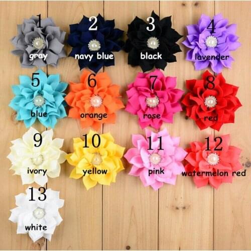 3.2" High Quality Winter Fabric Flower With Pearl Button DIY Flower For Headband 50Pcs/lot