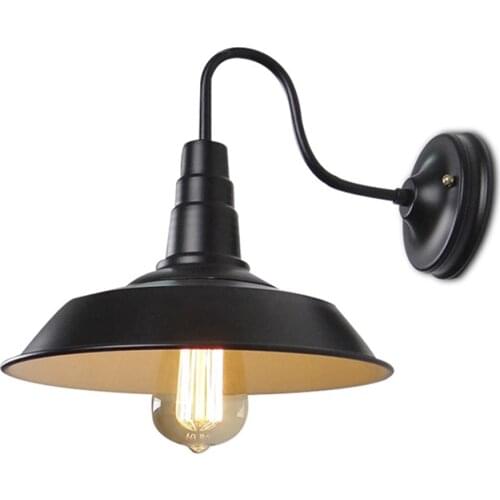 Edison American Nordic Industrial Wrought Iron Black/White Wall lamp For Cafe Bar Hall Coffee Shop Club Store Restaurant Balcony