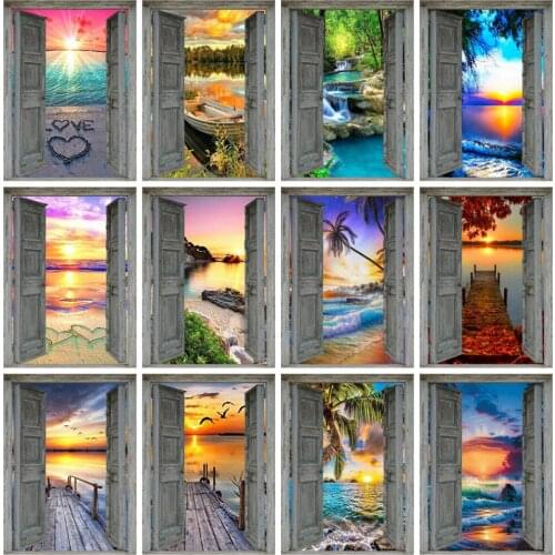 Huacan Diamond Painting Full Square New Arrival Landscape Seaside 5D DIY Diamond Embroidery Sale Door Sunset Mosaic Home Decor