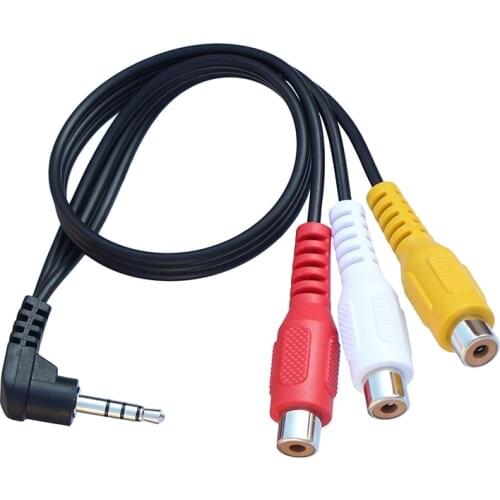 Quality 1/8" 3.5mm 4P mini AV TRRS angled plug to 3 RCA female jack Audio Video Adapter cable