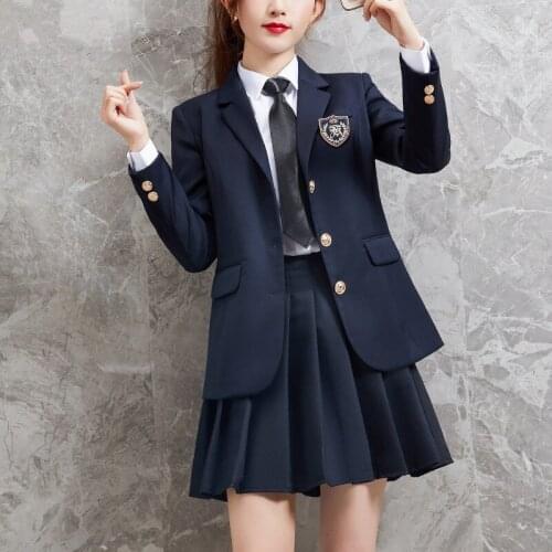Women Dress Set JK Japan Preppy Style Cute Kawaii High School Class Girl Student Uniform Blazers Clothes
