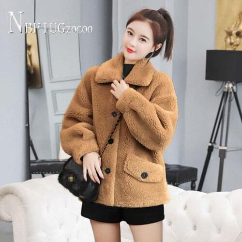 Plush Short Coat 2021 New Winter Korean Lapel Furry Fake Rabbit Fur Outwear Thickened Jacket