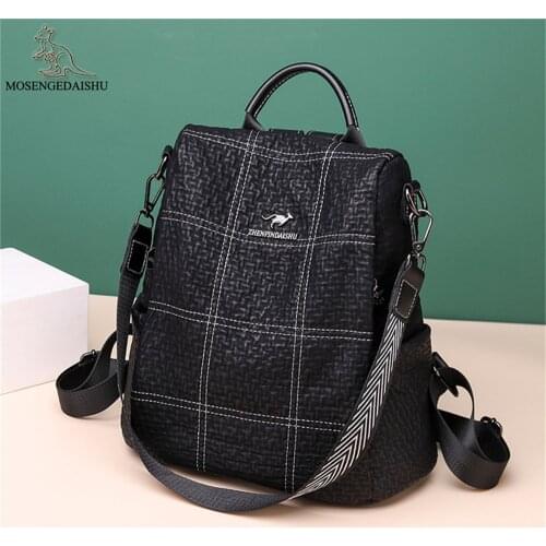 High Quality Leather Ladies Shoulder Bags Solid Color Women Laptop Bag Travel Bags Casual Design Womens Backpack Mochila Mujer