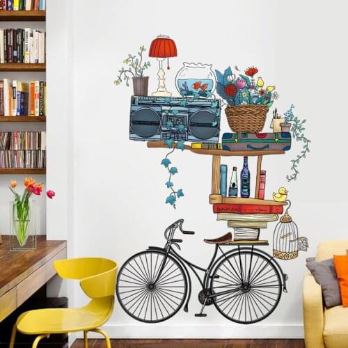 Creative Artistic Bicycle Background Wall Sticker for Living Room Bedroom Corridor Decoration Art Poster Wall Decals Home Decor