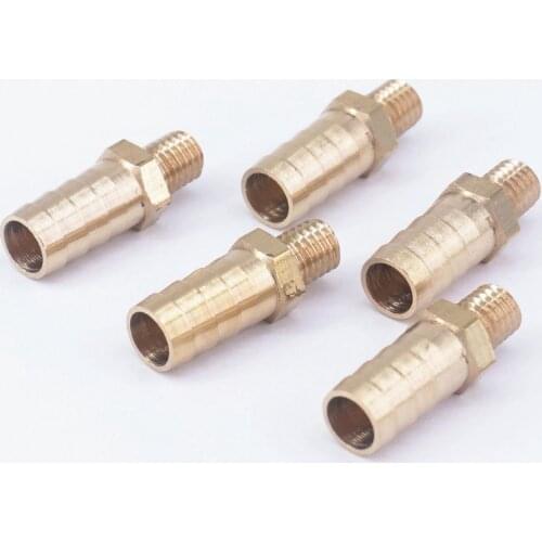 LOT 5 Hose Barb I/D 10mm x M8 Metric Male Thread Brass coupler Splicer Connector fitting for Fuel Gas Water