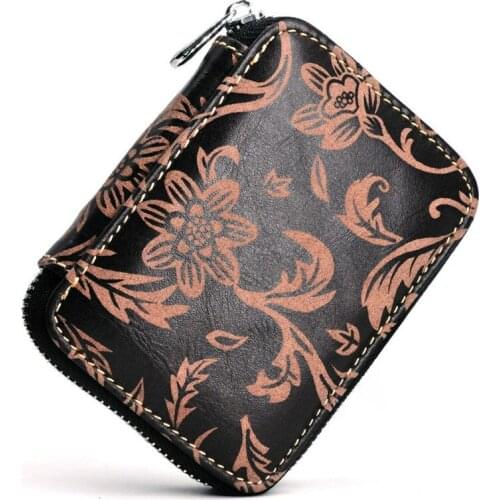 Fashion Genuine Leather Womans Wallets Personality Women Large Capacity Card Holder Femanle Coin Purse Organ Mini Wallet