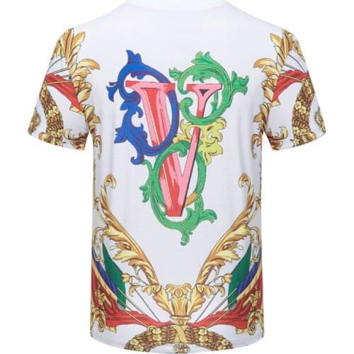 Homme Fashion Cotton Short Sleeve Slim Cotton Tops Tees Garden Print T Shirts Gentleman Tshirts 2021 Summer Casual Streetwear