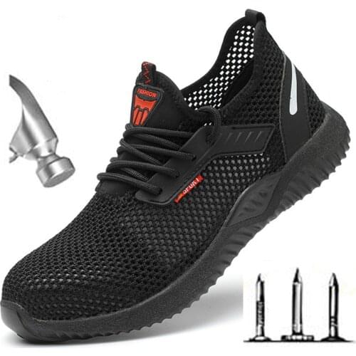 Men Safety Work Shoes with Steel Toe Cap Puncture-Proof Boots Breathable Sneakers Outdoor Summer Autumn Shoes Dropshipping H418