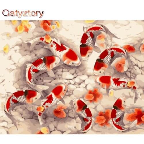 GATYZTORY Frameless DIY Painting By Numbers Koi Animals Kit Hand Painted Oil Painting Unique Gift For Home Decor Arts