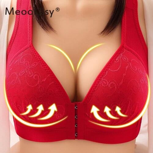MeooLiisy New Breathable Plus Size Bra Front-Close Women Bralette Push Up Thin Cup Brassiere 36-46B C