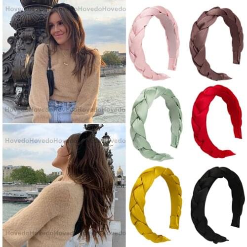 Fashion Wide Weaving Hairbands Braided Headband Hair Hoop Solid Color Hair Bands Bezel Women Girls Headdress Hair Accessories