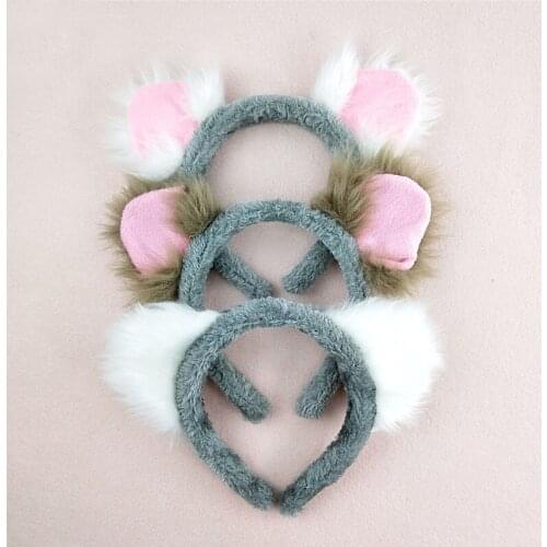 Plush Koala Ear Headband Girls Fashion Hair Hoop Lovely Gift Party Photo Props Carnival Headwear Fancy Dress Costume Cosplay