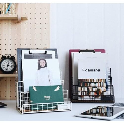 Wrought Iron Shelves Art Black Multi Compartment File Creative Magazine Desktop Storage Racks