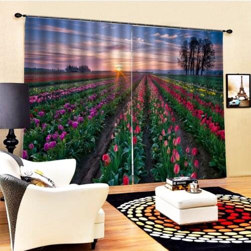 Luxury Blackout 3D Window Curtain For Living Room fresh flower curtains Decoration curtains