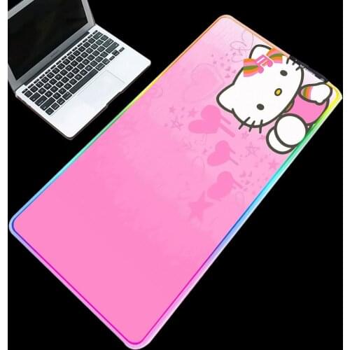 Anime Pink Mouse Pad RGB Large Mouse Pad XXL Gamer Set LED Gaming Mouse Pad Pink Computer Gaming Accessories Keyboard Carpet Mat