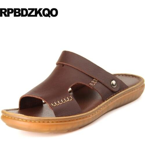 Slippers fashion native outdoor brown designer slides water shoes men sandals leather summer 2019 black size 45 large plus flat