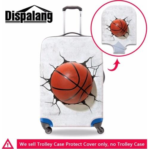 Foldable Soccers Rugbys Luggage Cover with Zipper Closure Cool BasketBalls 3D Printed Spandex Suitcase Cover Travel Accessory