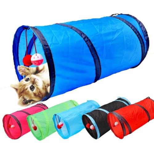 Cat Collapsible Tunnel Toy Funny Pet 2 Holes Play Tubes Balls Crinkle Kitten Toys Puppy Ferrets Rabbit Play Dog Channel Tubes