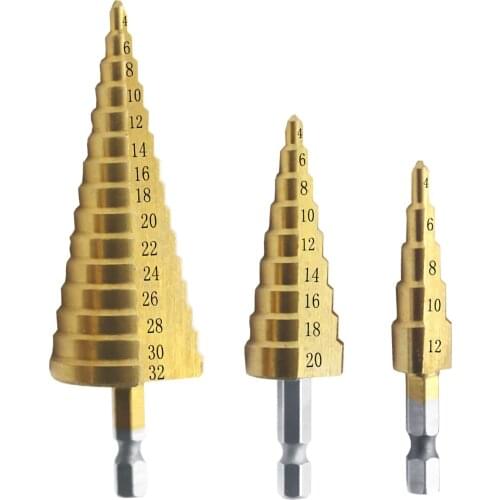 4-12mm HSS Step Drill Bit Straight Groove Step Drill Bit Titanium Coated Wood Metal Hole Cutter Core Drill Bit Metric