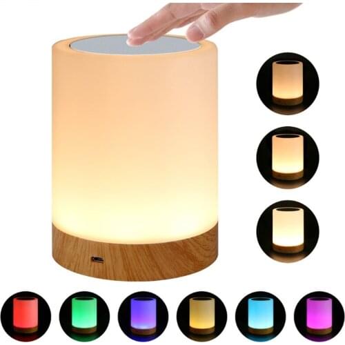 LED Bedside Lamp Dimmable Atmosphere Table Lamp with RGB Colour Changing Touch Night Light Mood Light Desk Lamp for Room