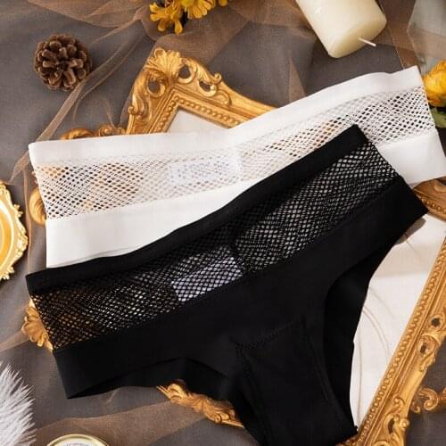 New Sexy Womens Ice Silk Panties Thongs Underwear Seamless Hollow Out G-String Low Waist Solid Color Soft Comfort Lady Lingerie
