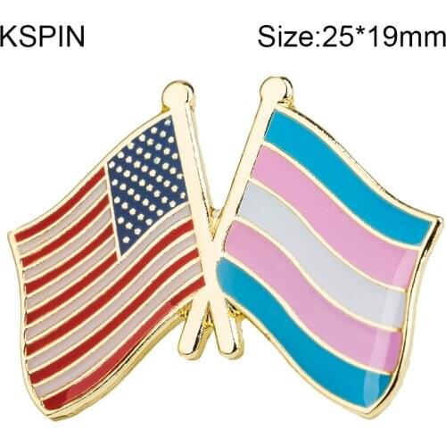 U.S.A & Transgender Friendship Lapel Pins Flag Lapel Pins Country Flag Badge Flag Badge Brooch XY0463